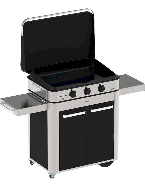Grill Plancha Eno COMBO ENOSIGN 80 Eleganz und Leistung in intensivem Schwarz und Edelstahl