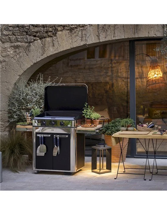 Grill Plancha Eno COMBO ENOSIGN 80 Eleganz und Leistung in intensivem Schwarz und Edelstahl