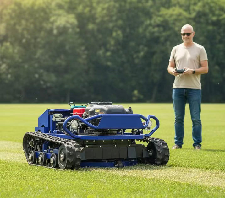 Kostenloser Versand - Robotermäher mit Fernsteuerung und Schleppmähwerk mit Fernsteuerung