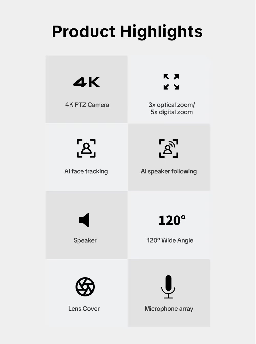 4K-Konferenzkamera mit Auto-Tracking für Live-Streaming mit integriertem Hi-Fi-Lautsprecher und 6 Mikrofonen OEM ODM USB TV PC