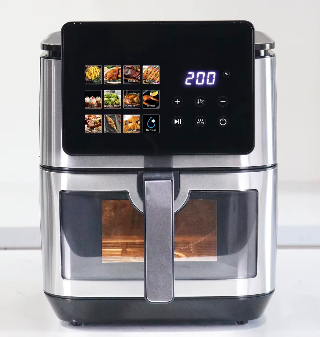 Neue elektrische Heißluftfritteuse ohne Öl, 5L 6L 7L 8L 12L, digital und schnell, Edelstahl, intelligente Luftfritteuse