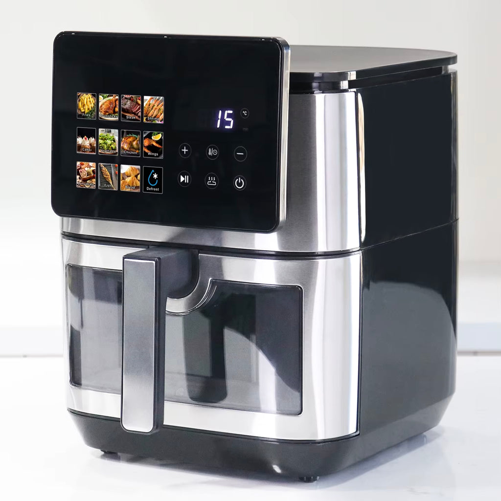 Neue elektrische Heißluftfritteuse ohne Öl, 5L 6L 7L 8L 12L, digital und schnell, Edelstahl, intelligente Luftfritteuse