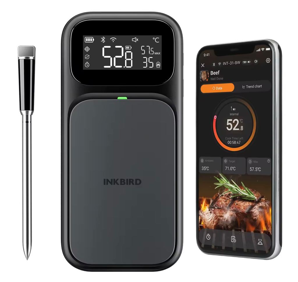 Termómetro de carne inalámbrico INKBIRD INT-31-BW WiFi 5G y Bluetooth 5.4 con 5 sensores
