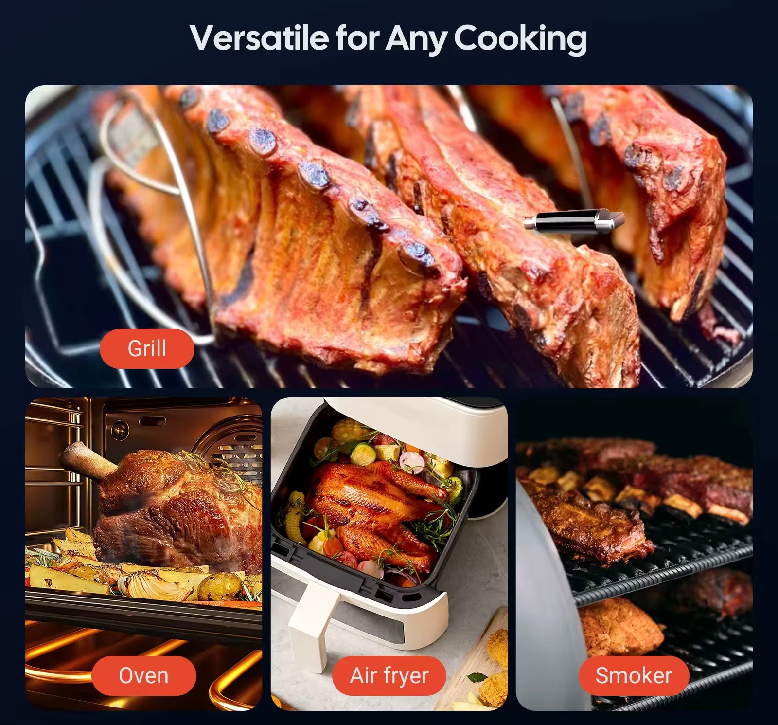 Termómetro de carne inalámbrico INKBIRD INT-31-BW WiFi 5G y Bluetooth 5.4 con 5 sensores