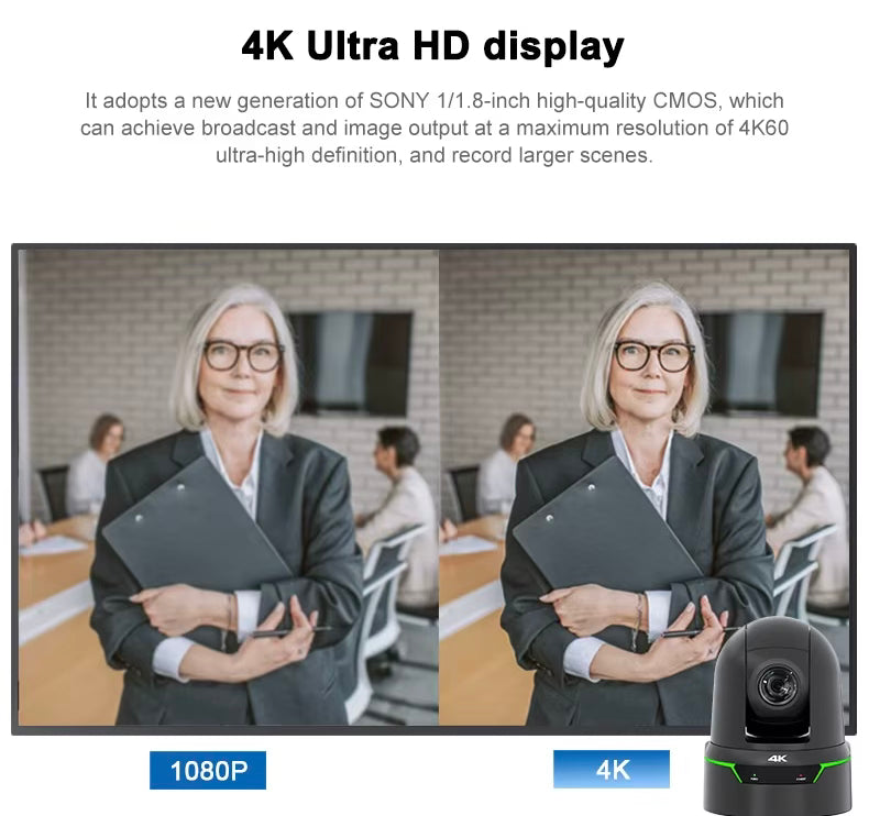4K60 Übertragungs-PTZ-Kamera mit 25-fachem optischem Zoom, 12G-SDI, 3G-SDI, SFP, Genlock, NDI HX3, FreeD und KI-Tracking für Konferenzen, Kirchen und Studios